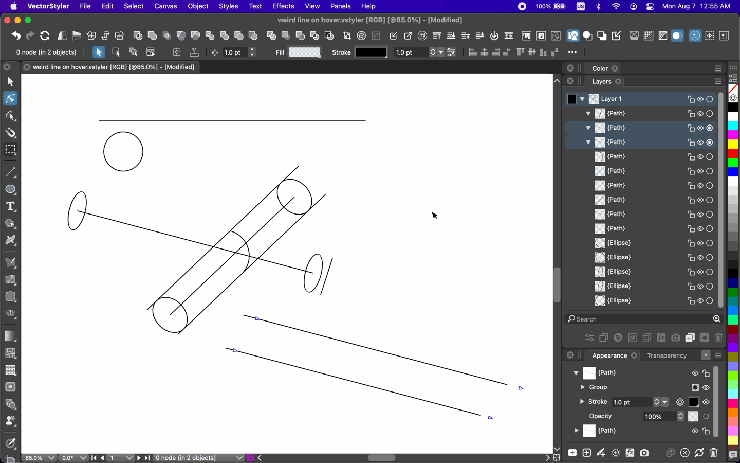 Weird line on hover | VectorStyler - Forum