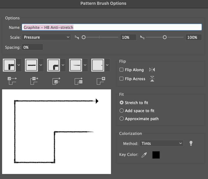 illustrator pattern brush settings